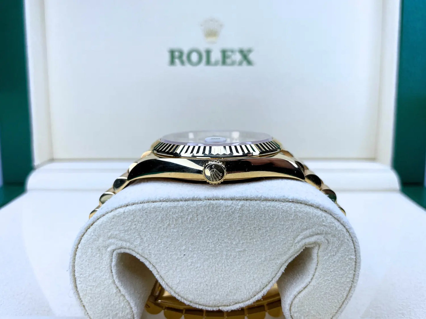 Rolex Day-Date Yellow Gold Silver Dial MINT - Impossible Watches