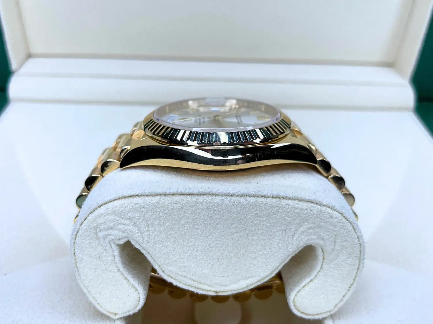Rolex Day-Date Yellow Gold Silver Dial MINT - Impossible Watches