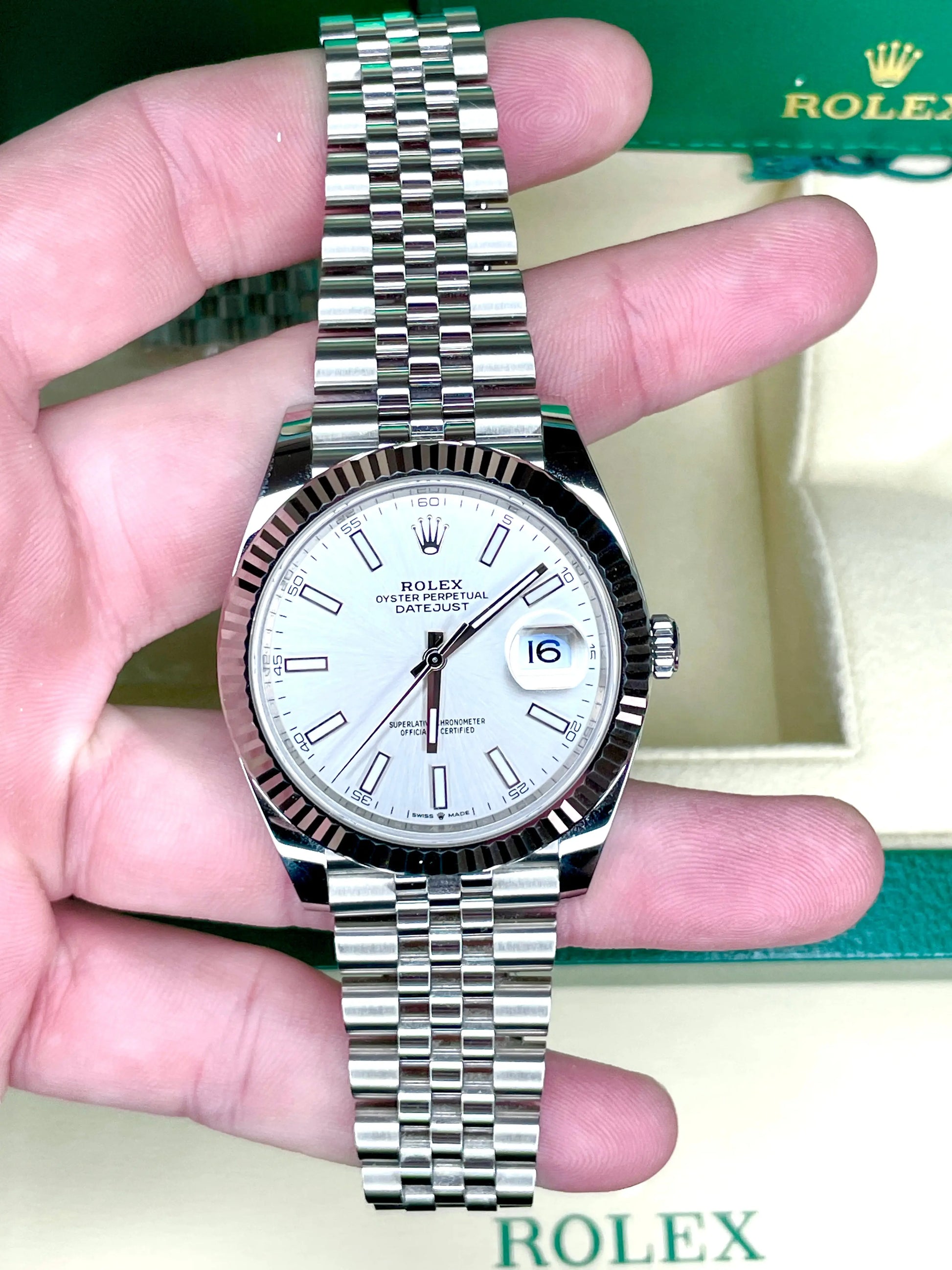 Rolex Datejust Silver Stick Jubilee 41mm MINT 2022 - Impossible Watches - For Sale