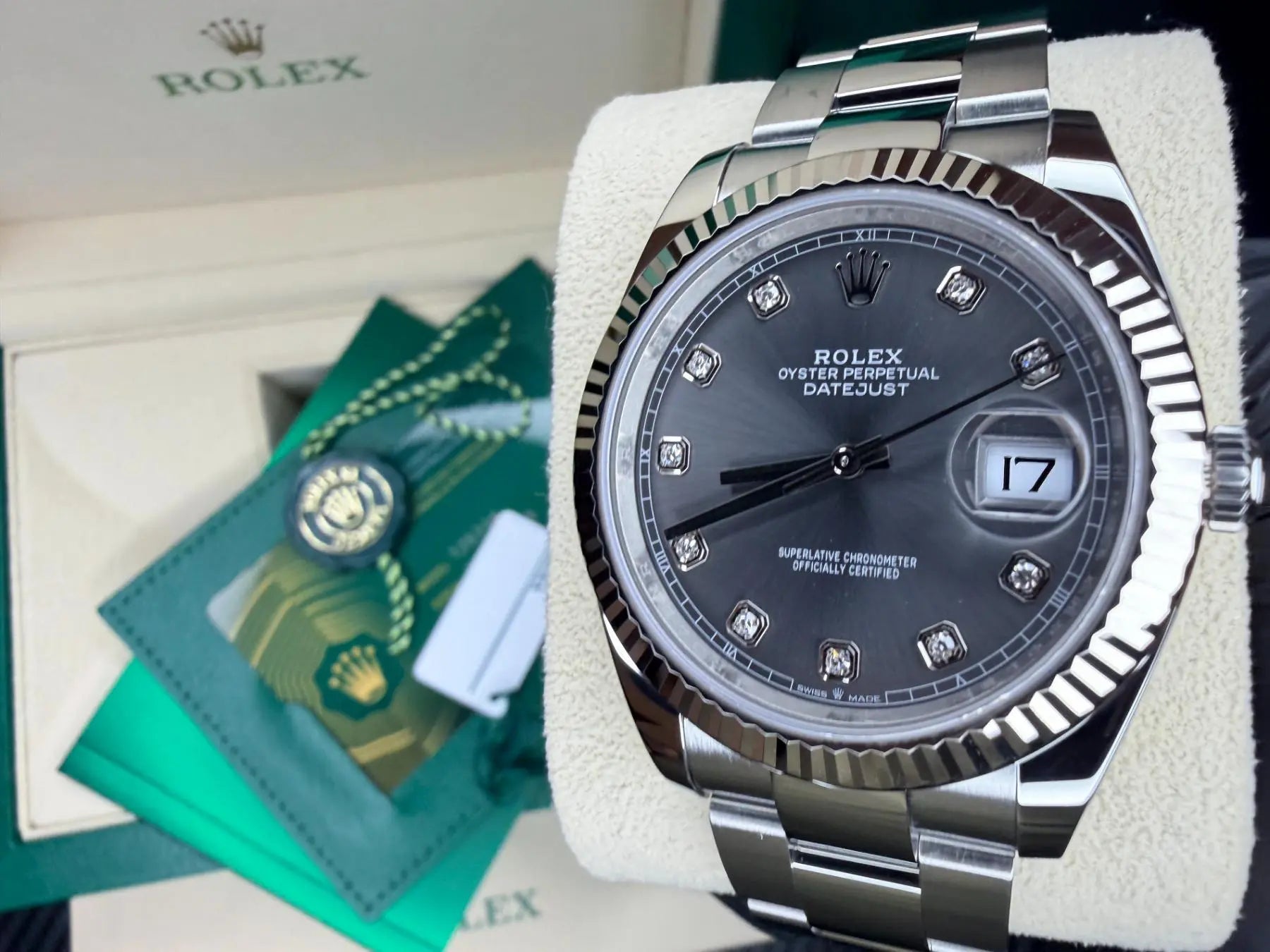 Rolex 126334 Datejust 41 Slate Diamond Dial MINT 2024 - For Sale