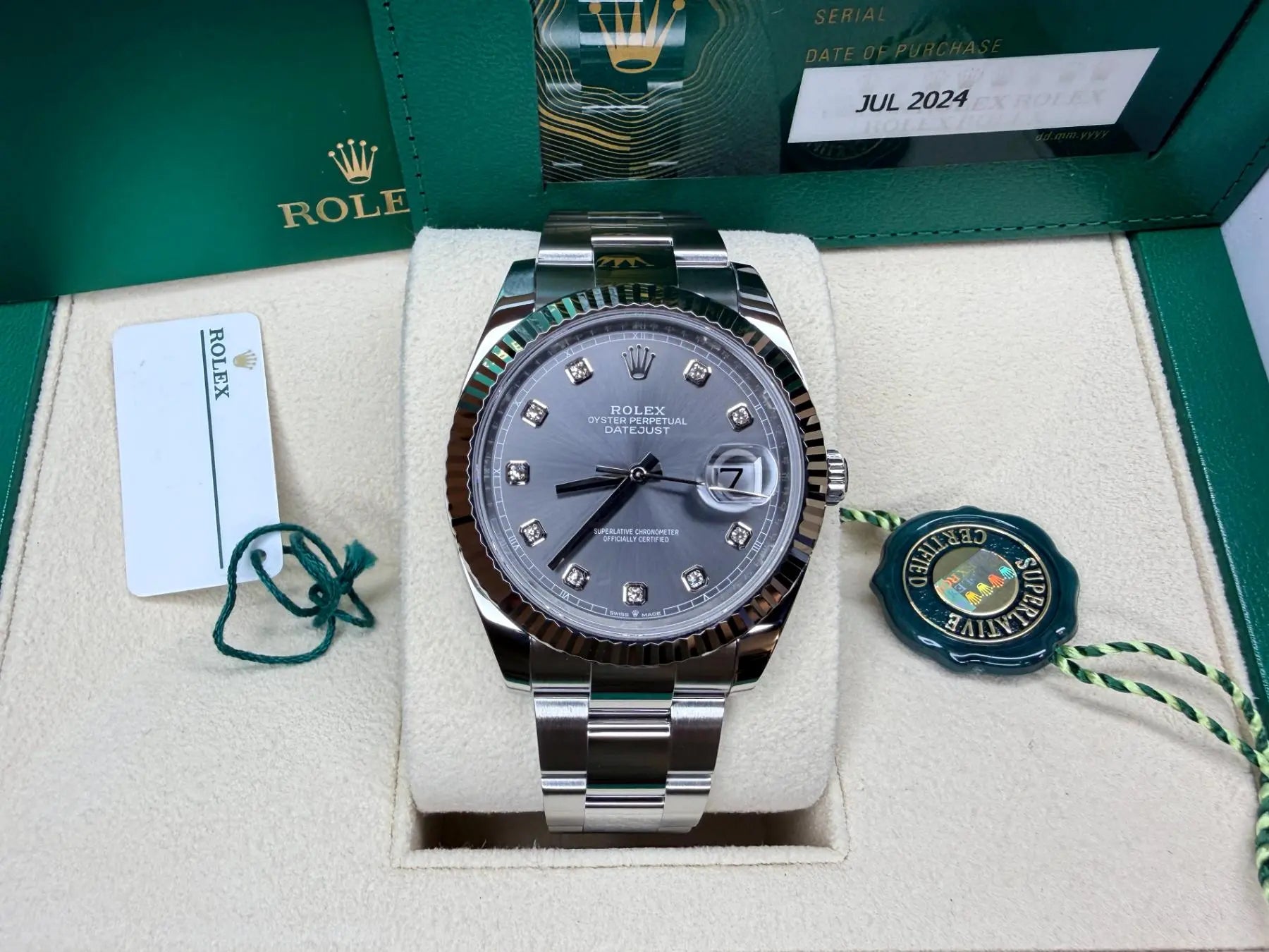 Rolex 126334 Datejust 41 Slate Diamond Dial MINT 2024 - For Sale