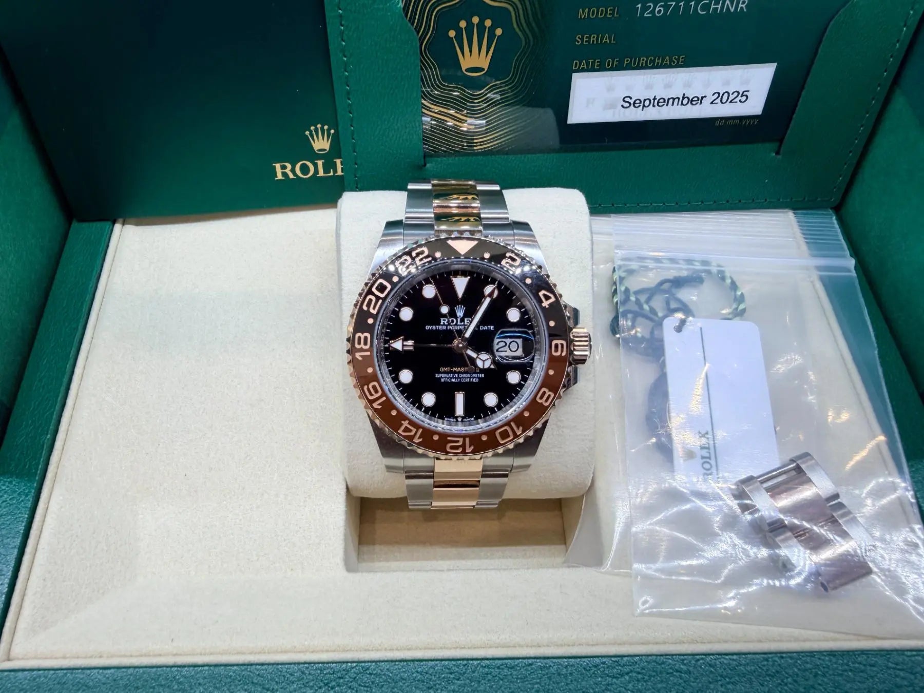 Rolex 126711CHNR GMT-Master II Rootbeer MINT 2025- For Sale