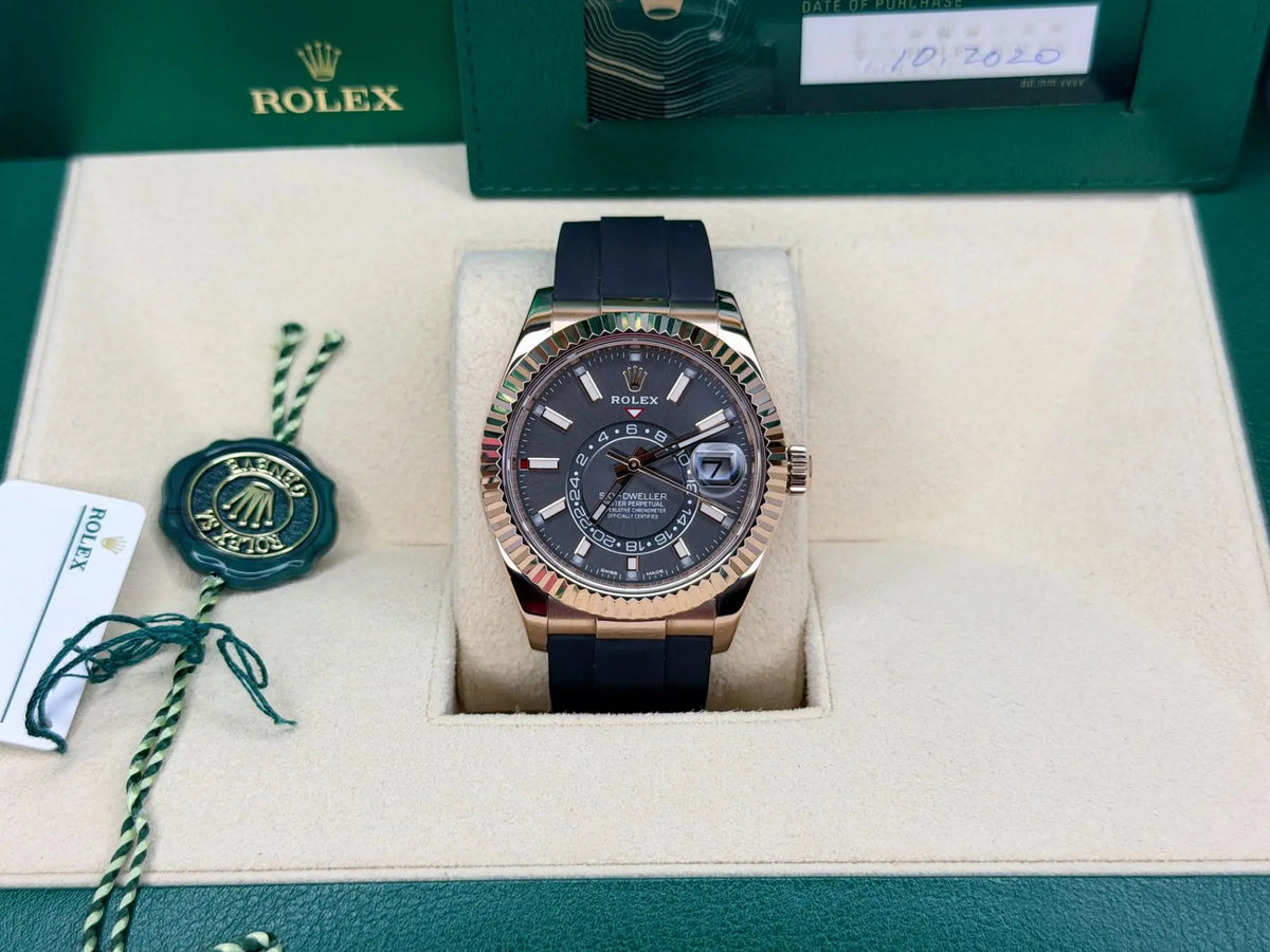 Rolex 326235 Sky-Dweller Everose Gold Rhodium Dial MINT 2020 - Impossible Watches