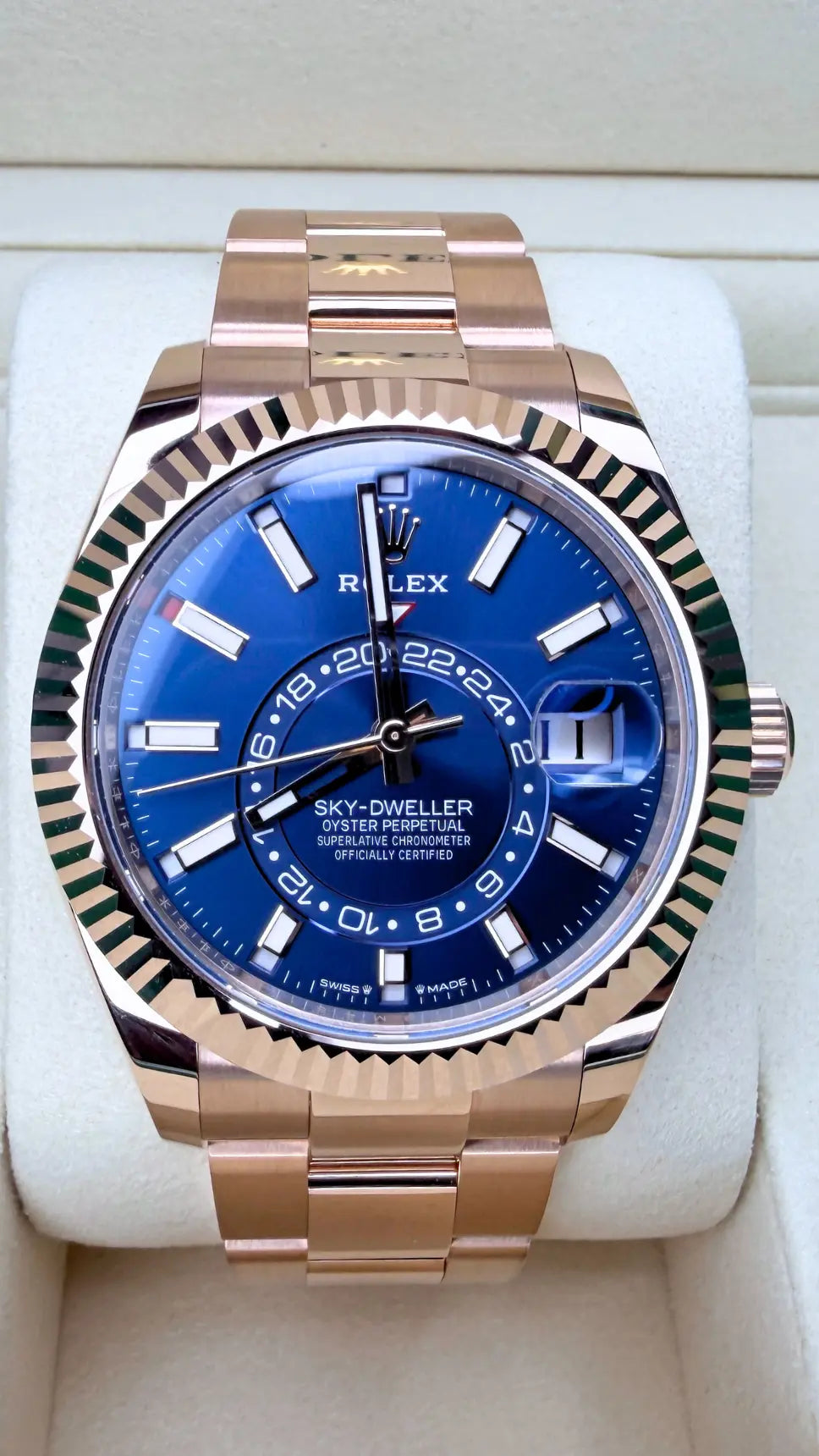Rolex 336935 Sky-Dweller Rose Gold Blue Dial BNIB - Impossible Watches