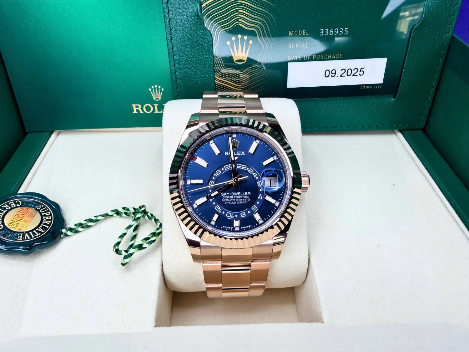 Rolex 336935 Sky-Dweller Rose Gold Blue Dial BNIB - Impossible Watches