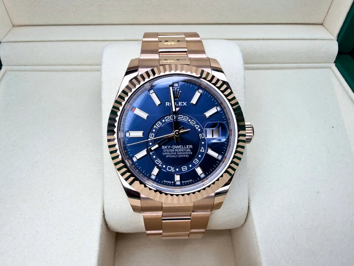 Rolex 336935 Sky-Dweller Rose Gold Blue Dial BNIB - Impossible Watches