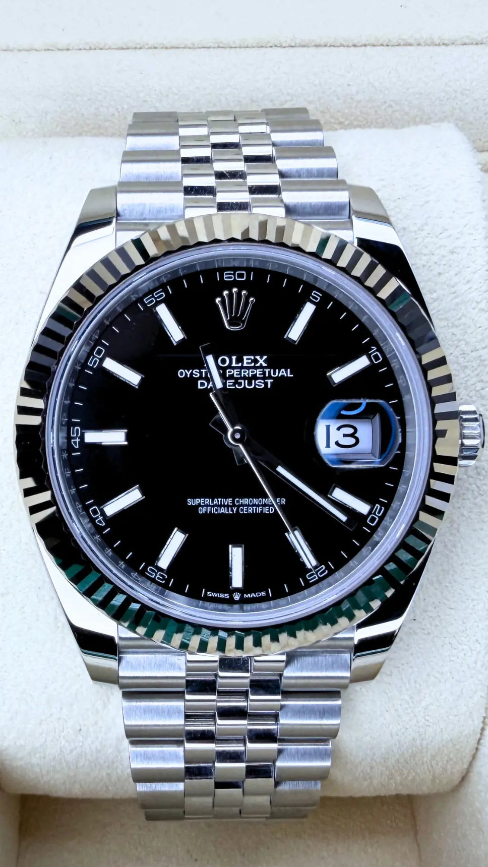 Rolex Datejust 41 Fluted Bezel Black Stick Dial on Jubilee - Impossible Watches