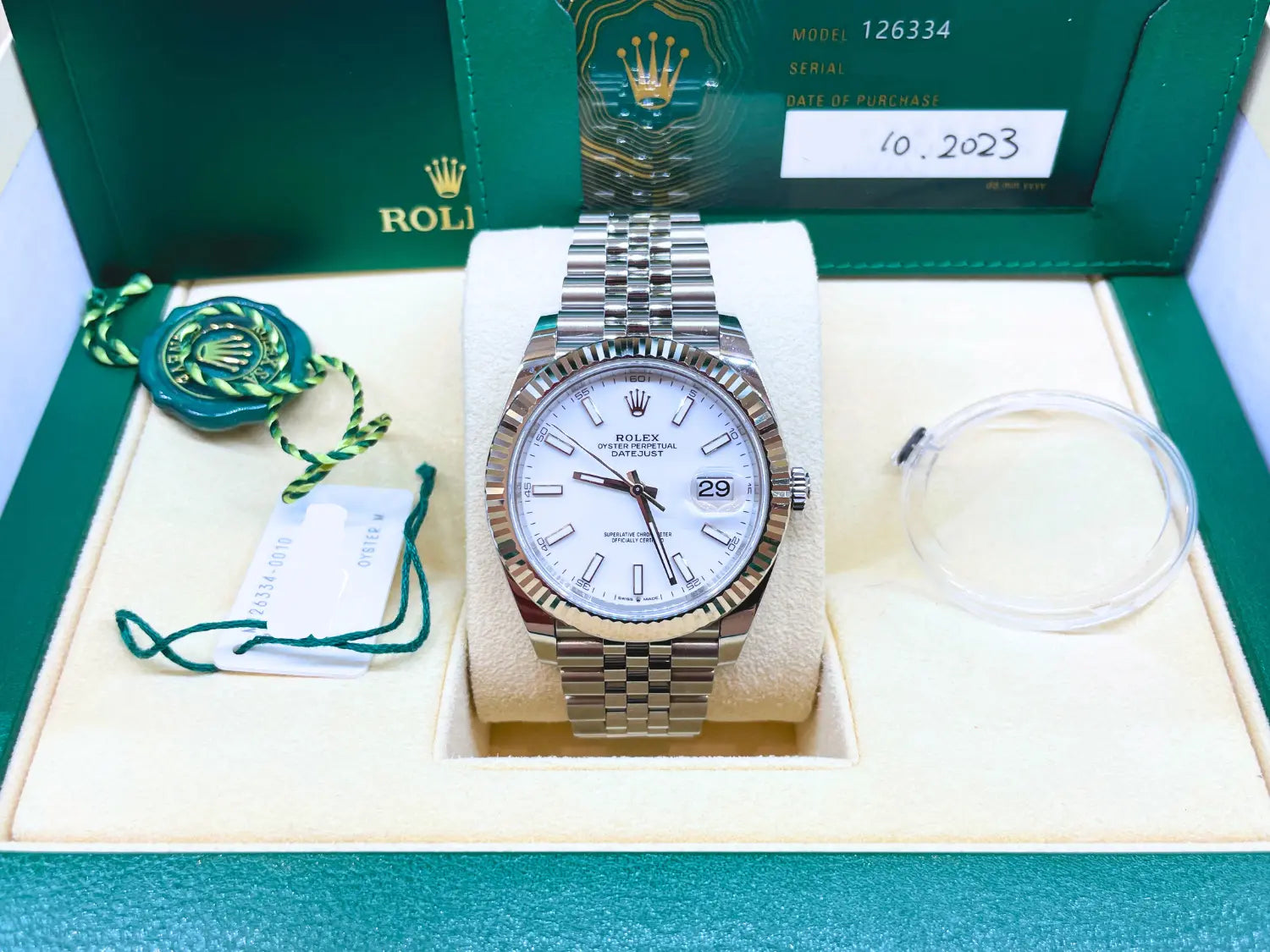 Rolex Datejust 41 White Stick Jubilee Fluted MINT - Impossible Watches