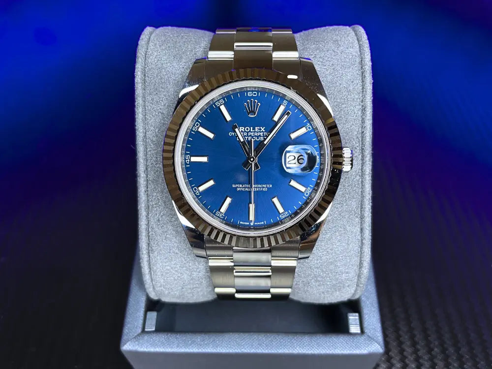 Impossible Watches for Sale Rolex Datejust Blue Sitck Dial 41mm Hero2