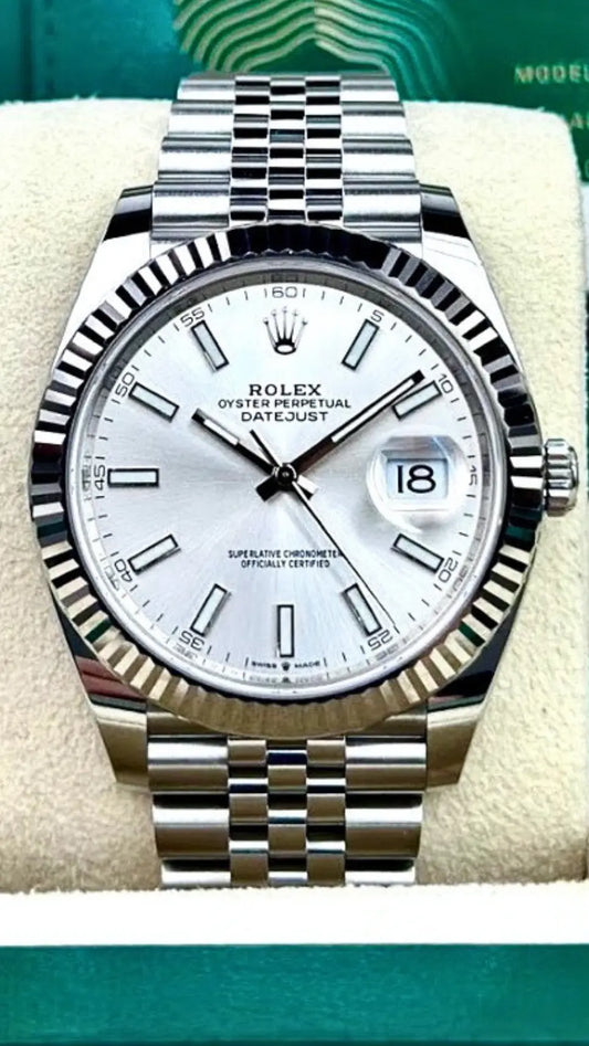 Rolex Datejust Silver Stick Jubilee 41mm MINT 2022 - Impossible Watches - For Sale