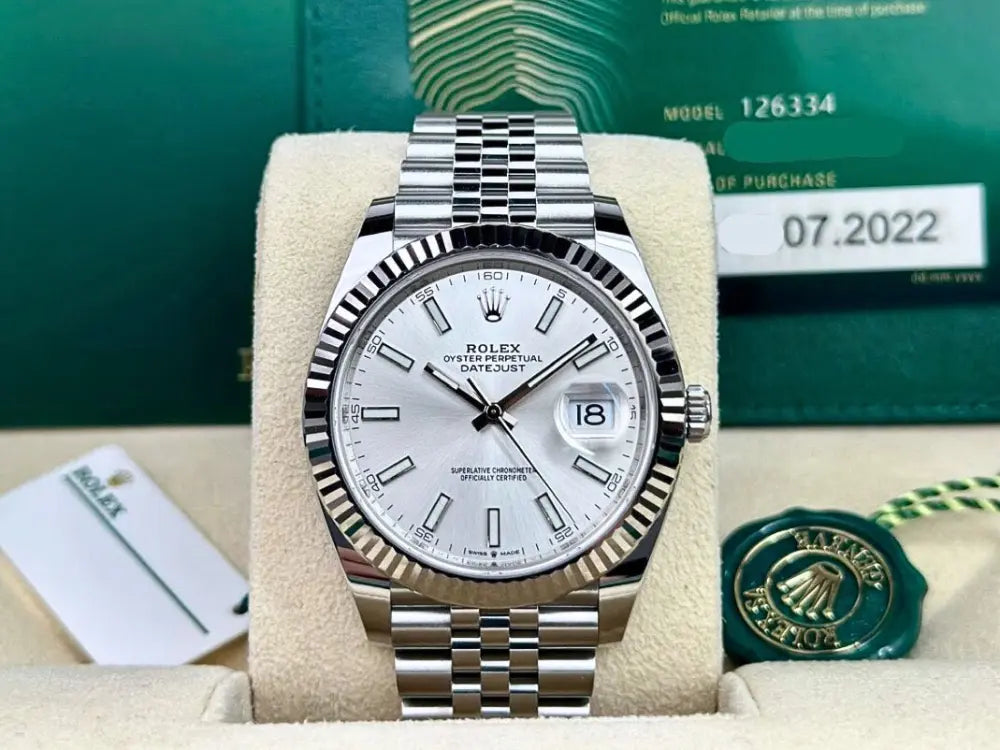 Rolex Datejust Silver Stick Jubilee 41mm MINT 2022 - Impossible Watches - For Sale