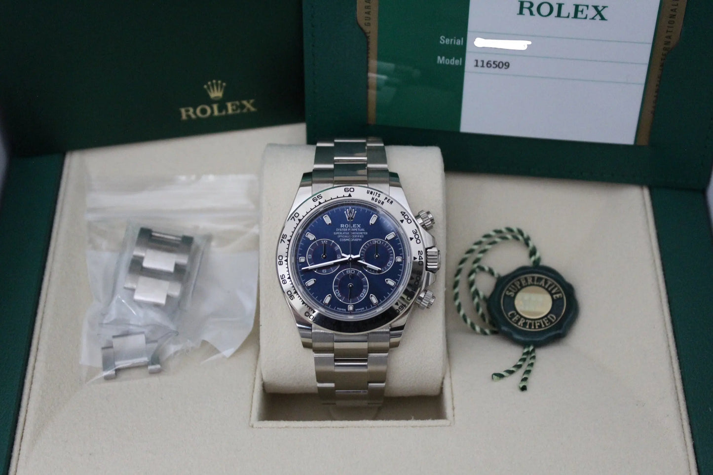 Rolex Daytona White Gold with Blue Dial 40mm - Impossible Watches - For Sale